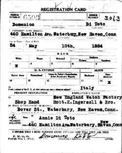 Domenico Ditoto, WWI Draft Registration Card