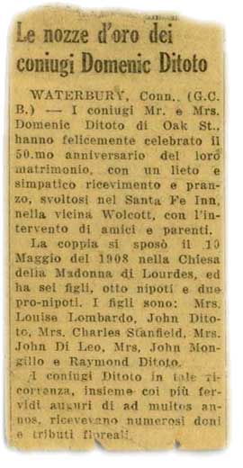 Ditoto 50th Wedding Anniversary in Italian Newspaper
