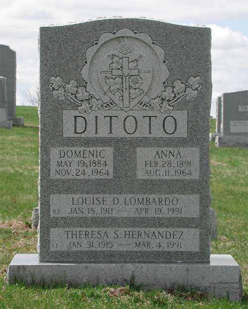 Ditoto Headstone at Mount Olivet Cemetery (Watertown CT)